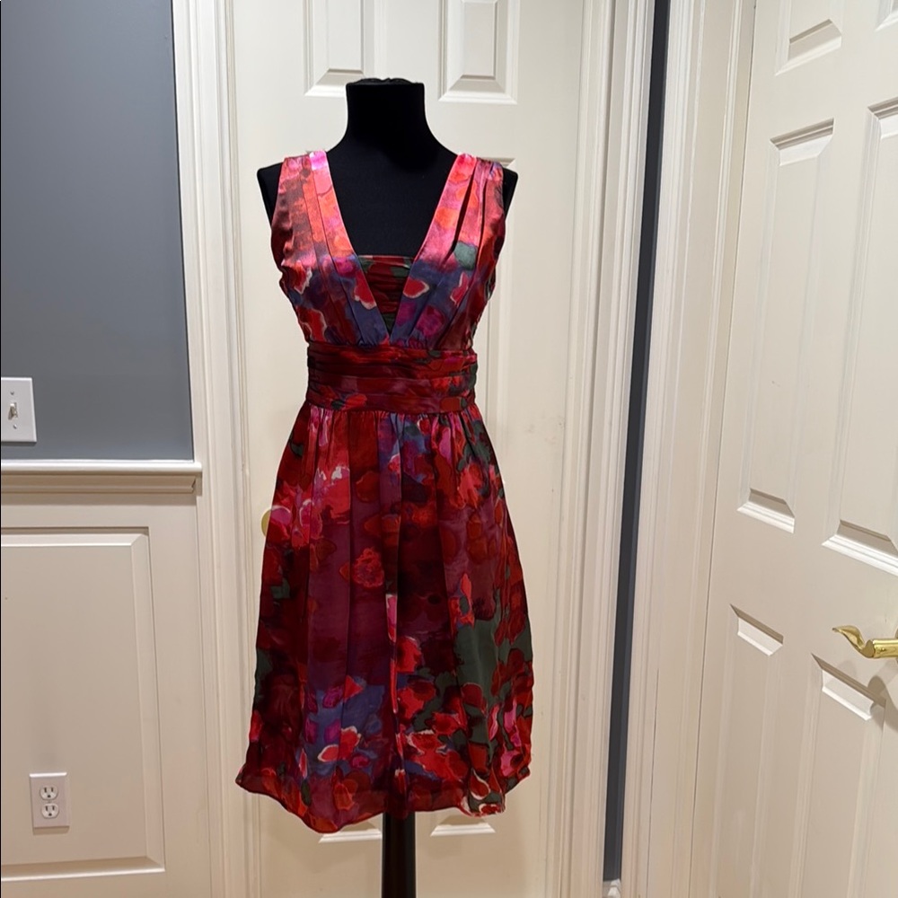 Banana Republic Red Pink V-Neck Sundress
